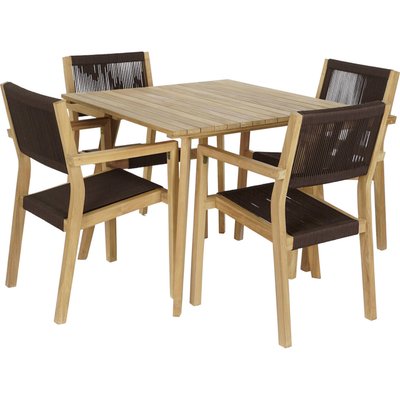 Ensemble table et chaises en teck (lot de 5) RECOLLECTION