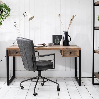 Bureau bois recyclé métal 2 tiroirs BRISBANE PIER IMPORT
