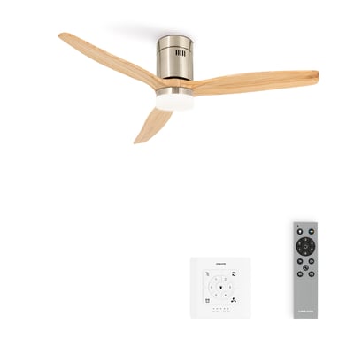 Ventilateur de plafond 40W avec lumière et contrôleur mural WIND CALM NATURAL WOOD CREATE