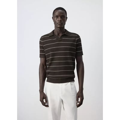 Polo coton mélangé maille côtelée MANGO MAN