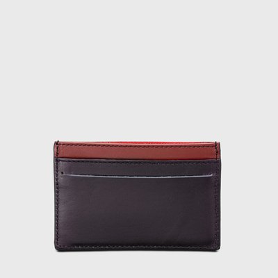 E2R Porte carte homme personnalisé en cuir upcyclé auburn et rouge OH MY BAG