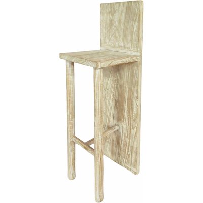 Tabouret de bar avec dossier en bois naturel paulownia RECOLLECTION