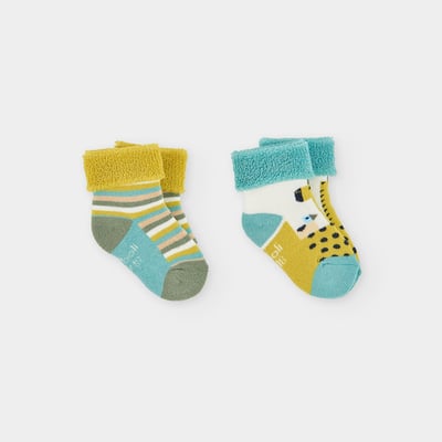 Lot chaussettes bébé imprimé girafes BOBOLI