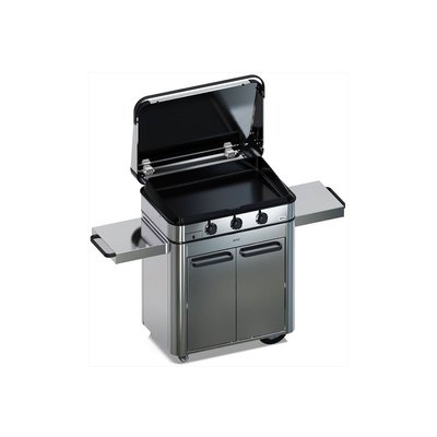 Plancha gaz Combo enosign 80 inox 3 brûleurs sur chariot, 69x40 cm ENO