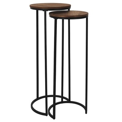 Lot de 2 selettes gigognes effet acacia et métal VISBY THE HOME DECO FACTORY