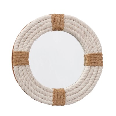Miroir rond en bois et corde en jute 30x30x2.5cm WADIGA