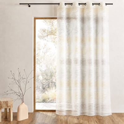 Voilage en jacquard fantaisie à rayures verticales ondulées HOME MAISON