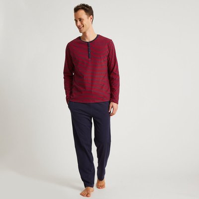 Pyjama manches courtes rayé et bermuda en jersey de coton, BIO MONOPRIX