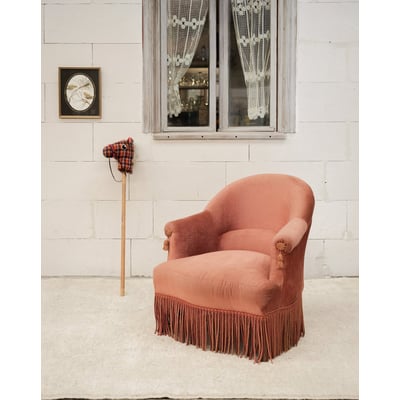 Fauteuil crapaud avec accoudoirs Ernest N°1385 - Bon état DEBONGOUT