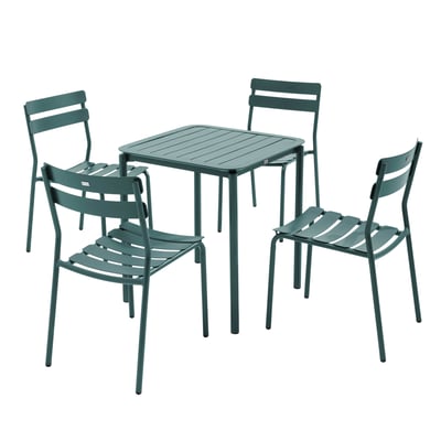 Table de terrasse 70cm et 4 chaises en aluminium, ALMADA OVIALA