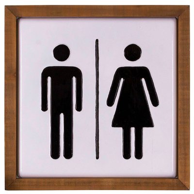 Panneau signalétique WC en métal blanc et noir 24.5x24.5x2cm WADIGA