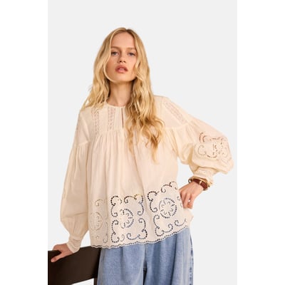 Blouse brodée à manches longues en coton MADELEINE Maison 123