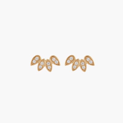 Puces d'oreilles pétales de zircon - argent 925 doré BALABOOSTE