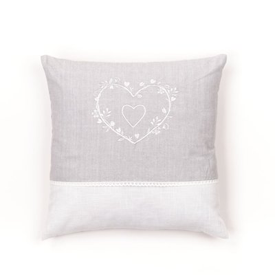Coussin déhoussable avec broderie coton Uni CHARME TODAY