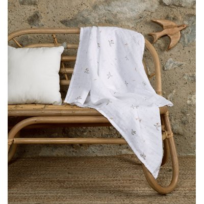 Lange Coton Bio L'ENVOLEE - Carré de Mousseline 70x70cm Motif oiseaux - Multi-Usages : Couverture, Doudou, Bavoir - Certifié GOTS KADOLIS