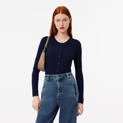 Cardigan en laine Mérinos maille 3D LACOSTE