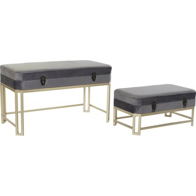 Banc en velours et métal (lot de 2), Glam RECOLLECTION