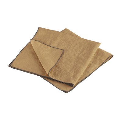 Lot de 2 serviettes de table en lin lavé, AUTOUR DU LIN BLANC CERISE