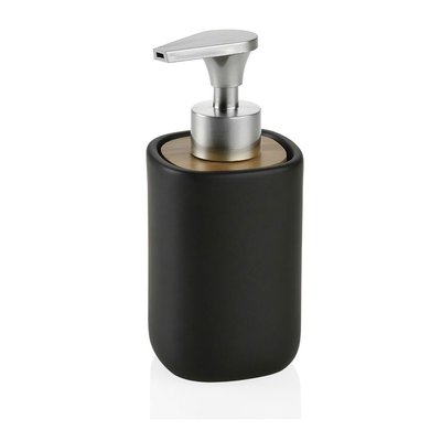 Distributeur de Savon en Céramique Noire et Acacia WADIGA