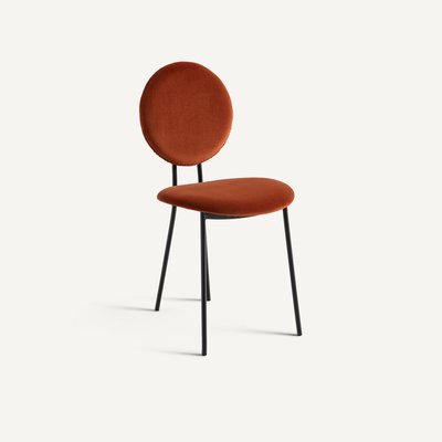 Chaise médaillon en métal acier et velours, Rossy AM.PM