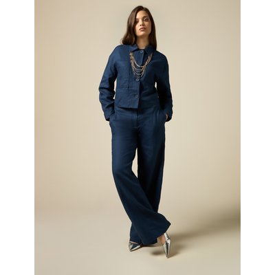 Pantalon wide leg en tissu léger 100 % lin OLTRE