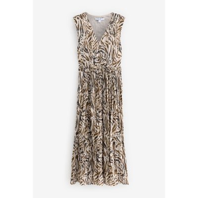 Robe midi plissée à col v avec empiècement NEXT