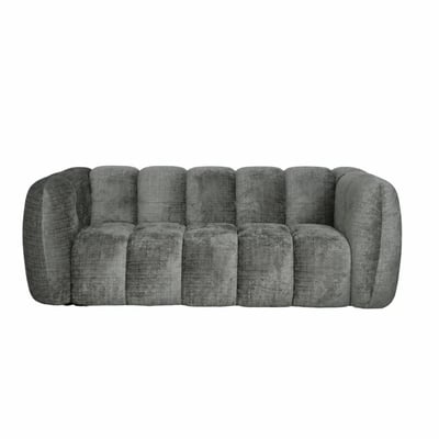 Canapé gris 3 places forme arrondie en tissu chenille IENA PIER IMPORT