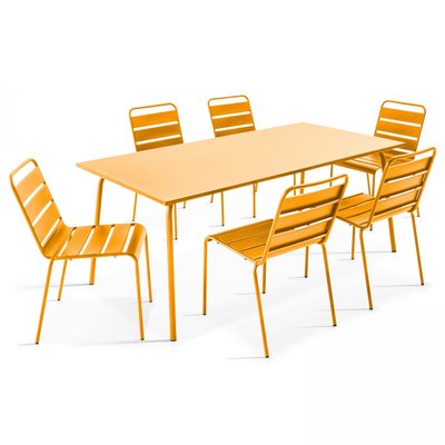 Salon de jardin table et 6 chaises en métal, PALAVAS OVIALA