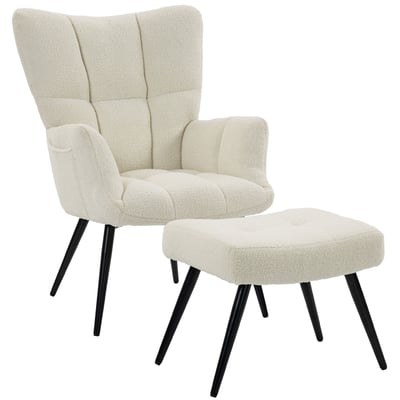 Fauteuil d'appoint avec repose-pieds Peluche HOMCOM