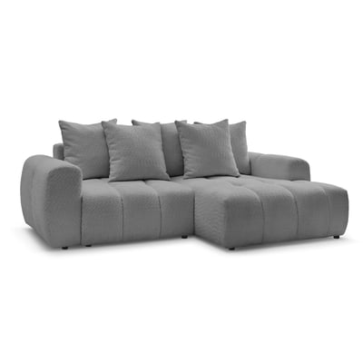 Canapé d'angle convertible 3 places en tissu bouclette, ROXELANE BOBOCHIC