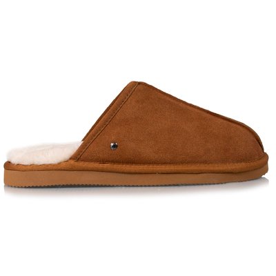 Chaussons Mules en cuir et interieur ultra doux en imitation fourrure ISOTONER