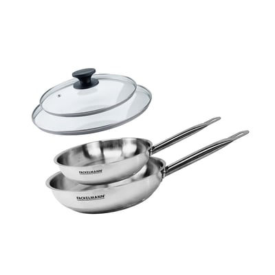 Set de 2 poêles 24 et 28 cm et 2 couvercles en verre ETERNA FACKELMANN