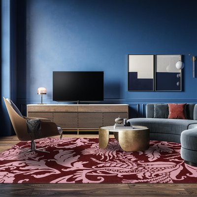 Tapis salon et chambre fait à la main en laine motif floral BAROQUE UN AMOUR DE TAPIS