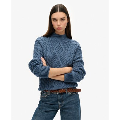 Pull polo en maille torsadée Aran SUPERDRY