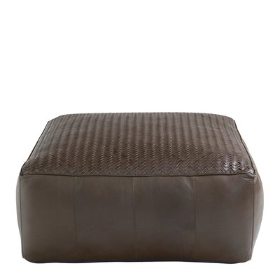 Pouf en cuir BLANC D’IVOIRE