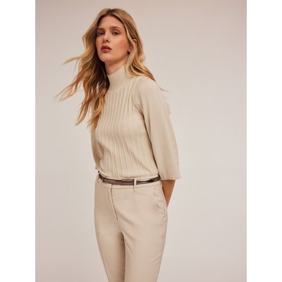 Pull col cheminée de viscose mélangée de couleur unie MOTIVI