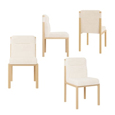 Lot de 4 chaises de salle à manger en bouclette avec pieds métal, DUORAU MEUBLES COSY