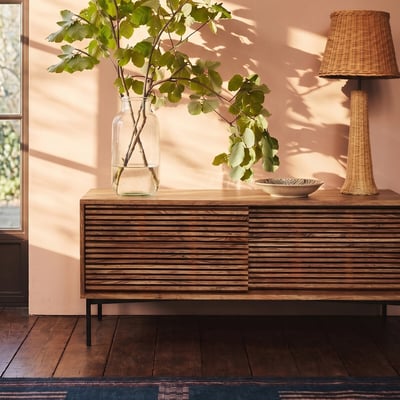 Weaving Acacia Wood 2 Door Media Unit SWOON
