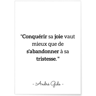 Affiche André Gide 'Conquérir sa joie...' L'AFFICHERIE