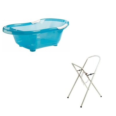 Baignoire bébé turquoise avec vidange + support à pied DBB REMOND