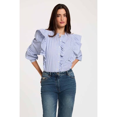 Chemise rayée col mao MORGAN