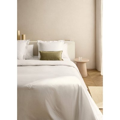Housse de couette percale de coton broderie fleur lit 135/140 cm MANGO HOME