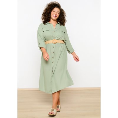 Robe-chemise en lin avec ceinture LOLALIZA
