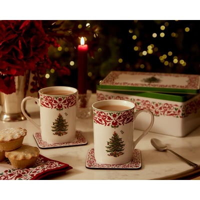 5-Piece Christmas Tree Mug & Tin Gift Set SPODE