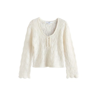 Pull en maille pointelle à col boutonné NEXT