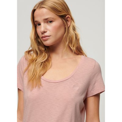 Embroidered Logo Slub T-Shirt in Cotton Mix with Crew Neck SUPERDRY