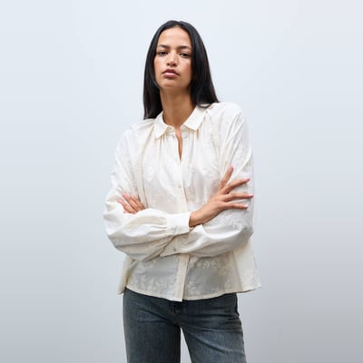 Chemise manches longues brodée en coton BIO GOTS MONOPRIX