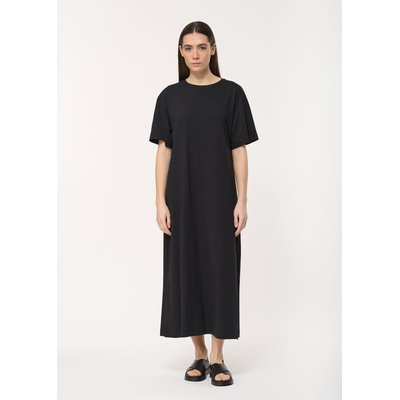 Robe mi-longue noire manches courtes en coton biologique HUMILITY