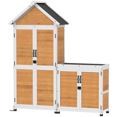 Ensemble armoire de jardin avec coffre extérieur assorti bois OUTSUNNY