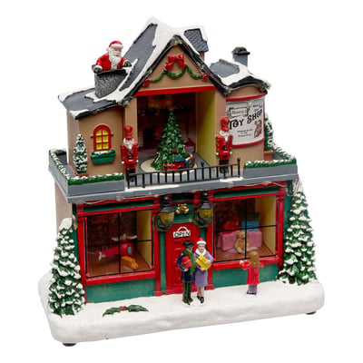 Village de Noël lumineux boutique de cadeaux animé et musical 21 LED à piles FEERIC LIGHTS & CHRISTMAS